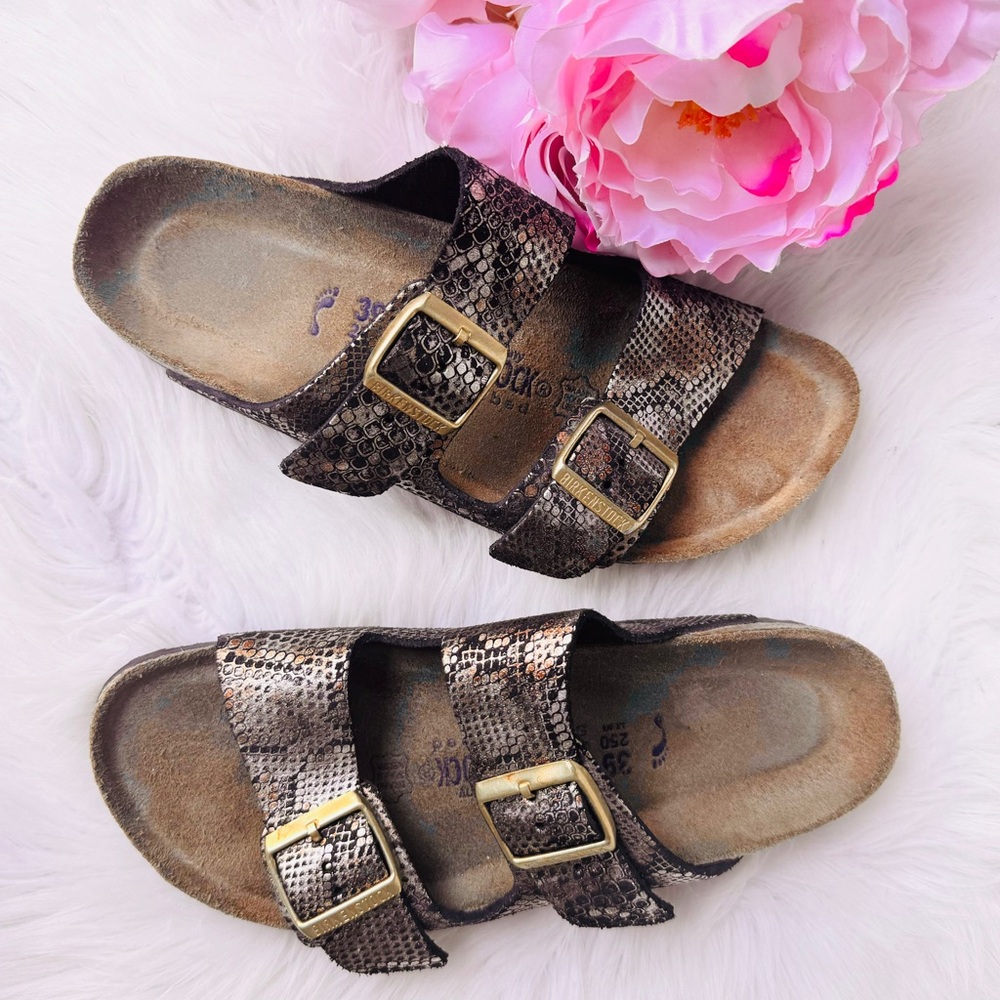 Birkenstock Arizona Python Gold Sandals - Picture 5 of 10